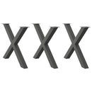 vidaXL 3 db antracitszürke X-alakú acél étkezőasztalláb 90 x (72-73) cm