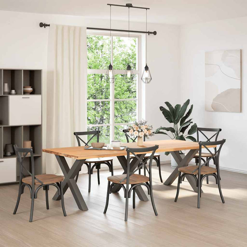 vidaXL 3 db antracitszürke X-alakú acél étkezőasztalláb 90 x (72-73) cm