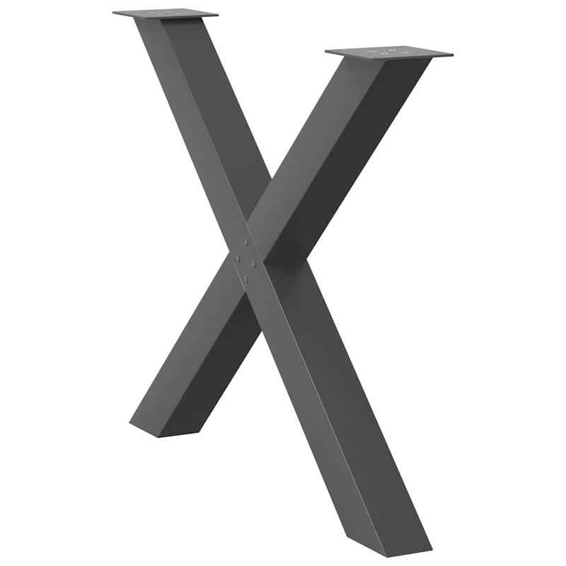 vidaXL 3 db antracitszürke X-alakú acél étkezőasztalláb 90 x (72-73) cm