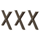 vidaXL 3 db X alakú étkezőasztal láb natúr acél 90 x (72-73) cm acél