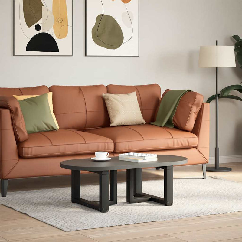 vidaXL 2 db fekete, T-alakú acél dohányzóasztal láb 50x25x(30-31) cm