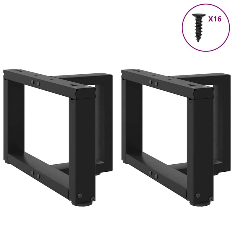 vidaXL 2 db fekete, T-alakú acél dohányzóasztal láb 50x25x(30-31) cm