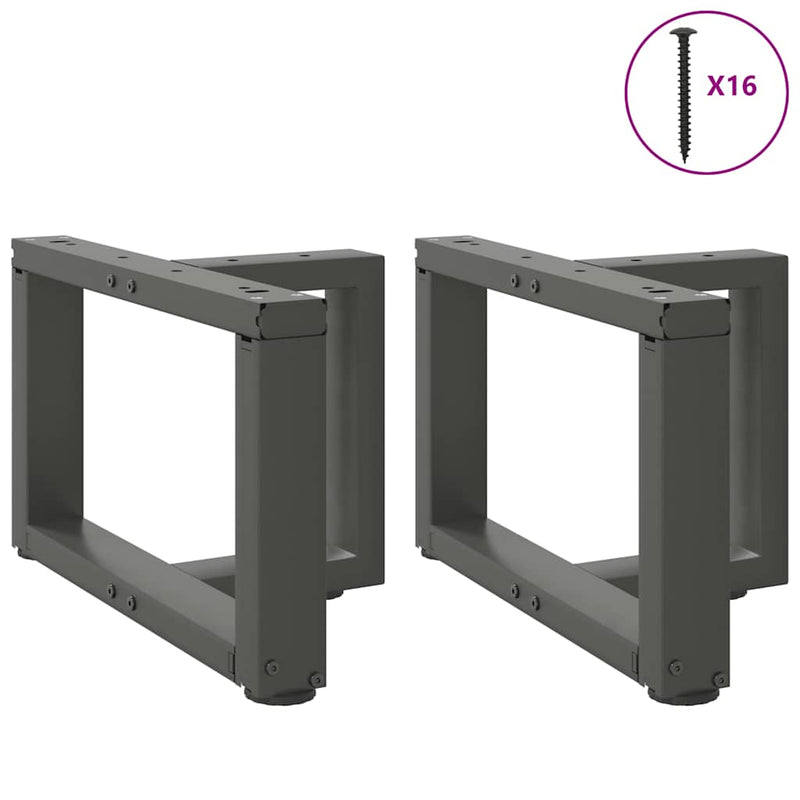 vidaXL 2 db antracitszürke, T-alakú acél dohányzóasztal láb 50x25x(30-31) cm