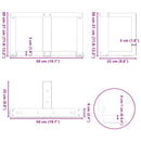 vidaXL 2 db antracitszürke, T-alakú acél dohányzóasztal láb 50x25x(30-31) cm