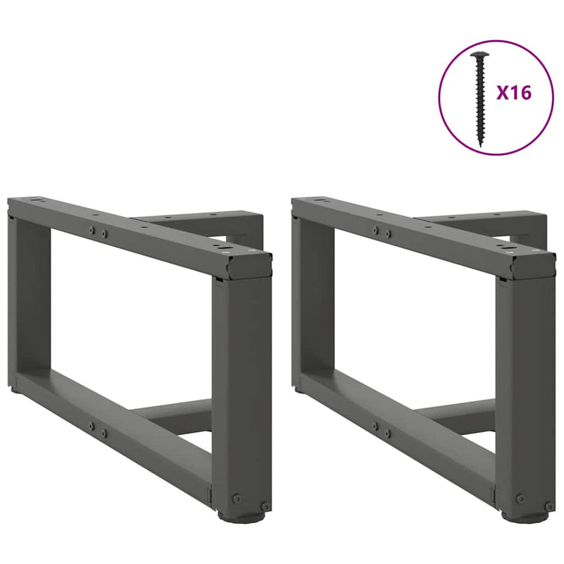 vidaXL 2 db antracitszürke, T-alakú acél dohányzóasztal láb 60x25x(30-31) cm