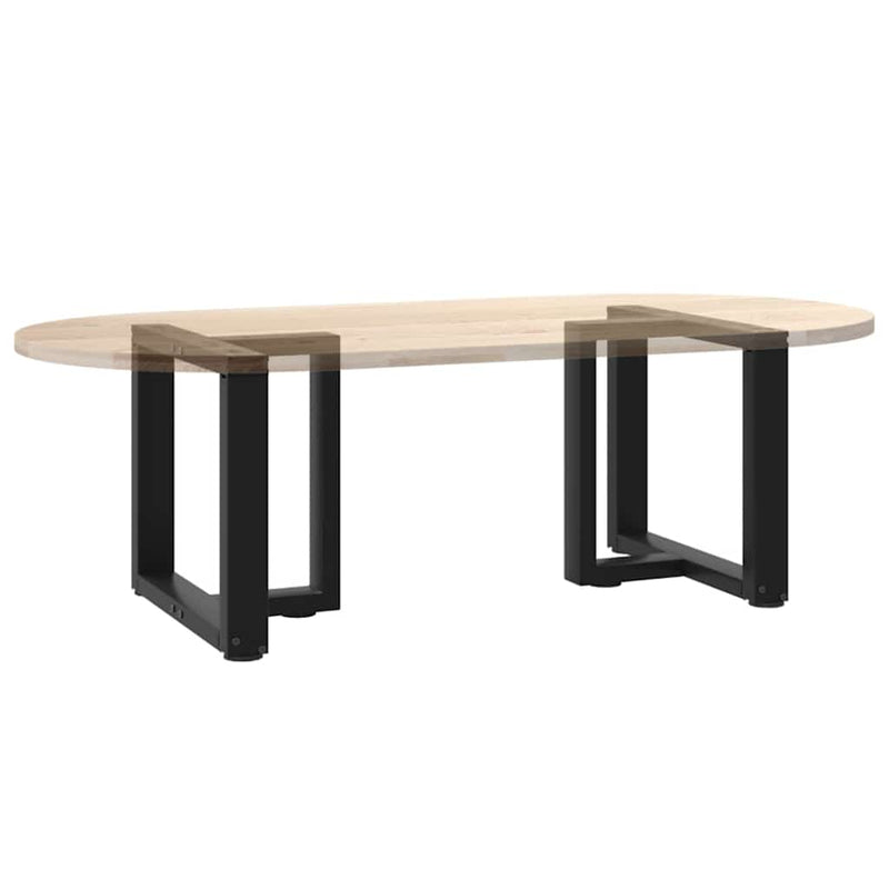 vidaXL 2 db fekete, T-alakú acél dohányzóasztal láb 50x25x(42-43) cm