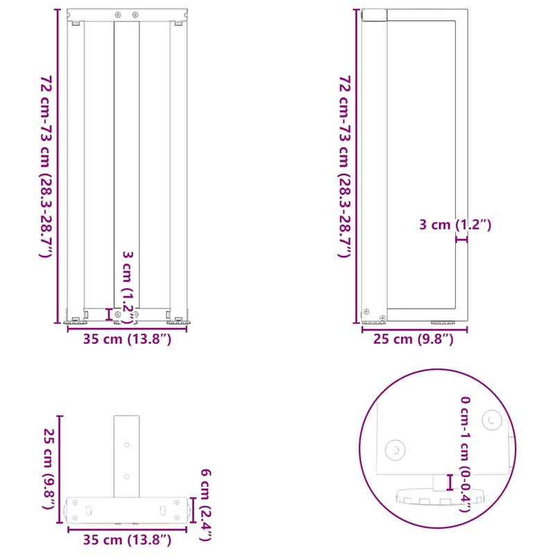 vidaXL 2 db fehér, T-alakú acél konzolasztal láb 38x25x(72-73) cm