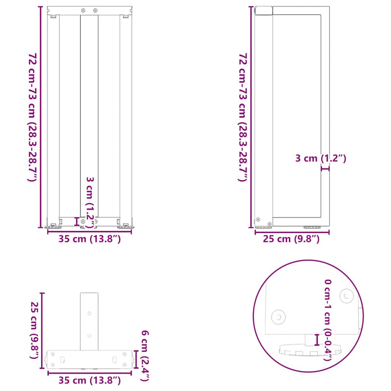 vidaXL 2 db fehér, T-alakú acél konzolasztal láb 38x25x(72-73) cm