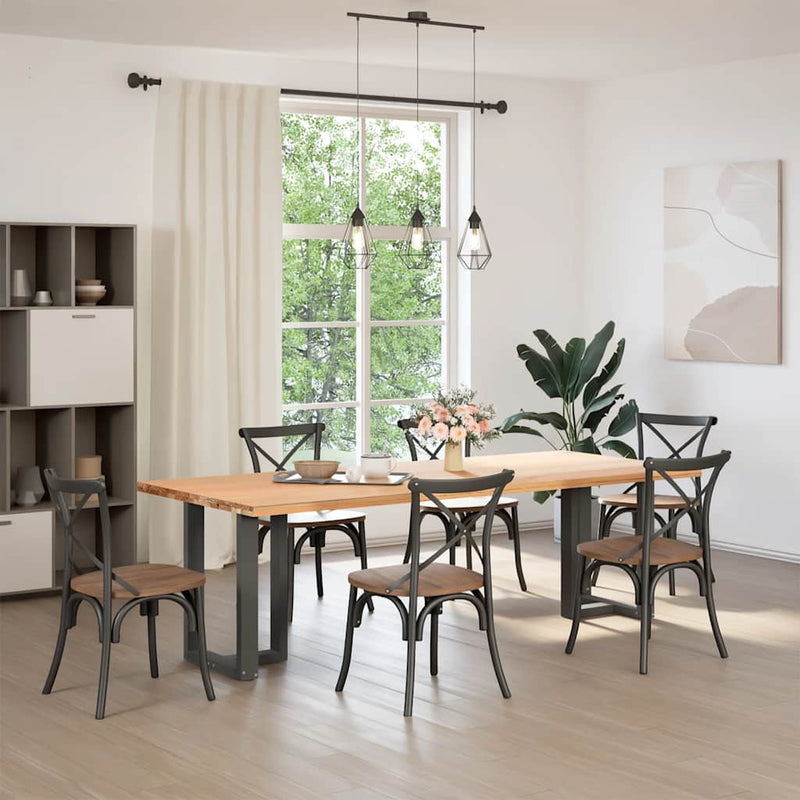 vidaXL 2 db antracitszürke, T-alakú acél étkezőasztal láb 60x35x(72-73) cm
