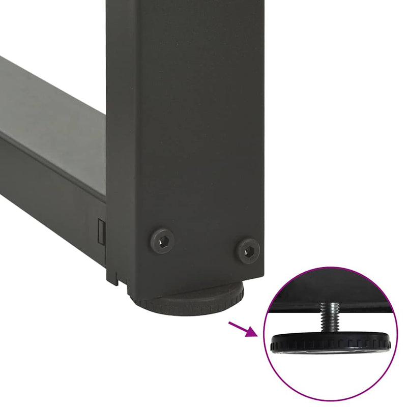 vidaXL 2 db antracitszürke, T-alakú acél étkezőasztal láb 70x35x(72-73) cm
