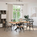 vidaXL étkezőasztal pók alakú fekete acél láb 120x68x(72-73) cm