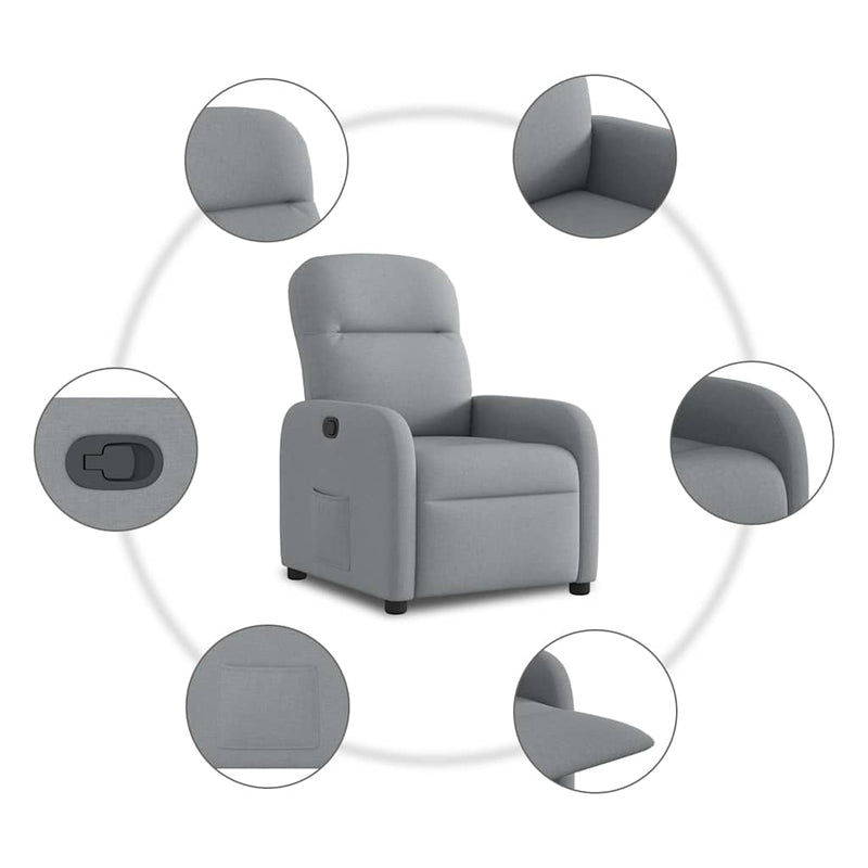 vidaXL világosszürke szövet dönthető fotel