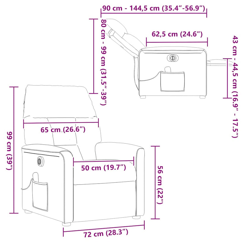 vidaXL világosszürke szövet dönthető fotel
