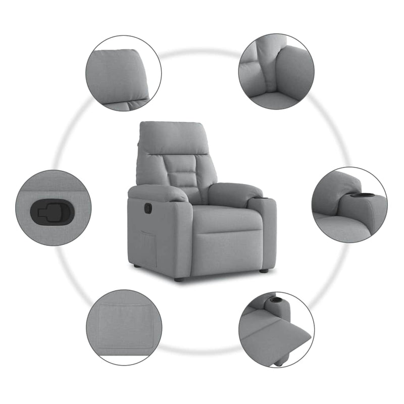 vidaXL világosszürke szövet dönthető fotel