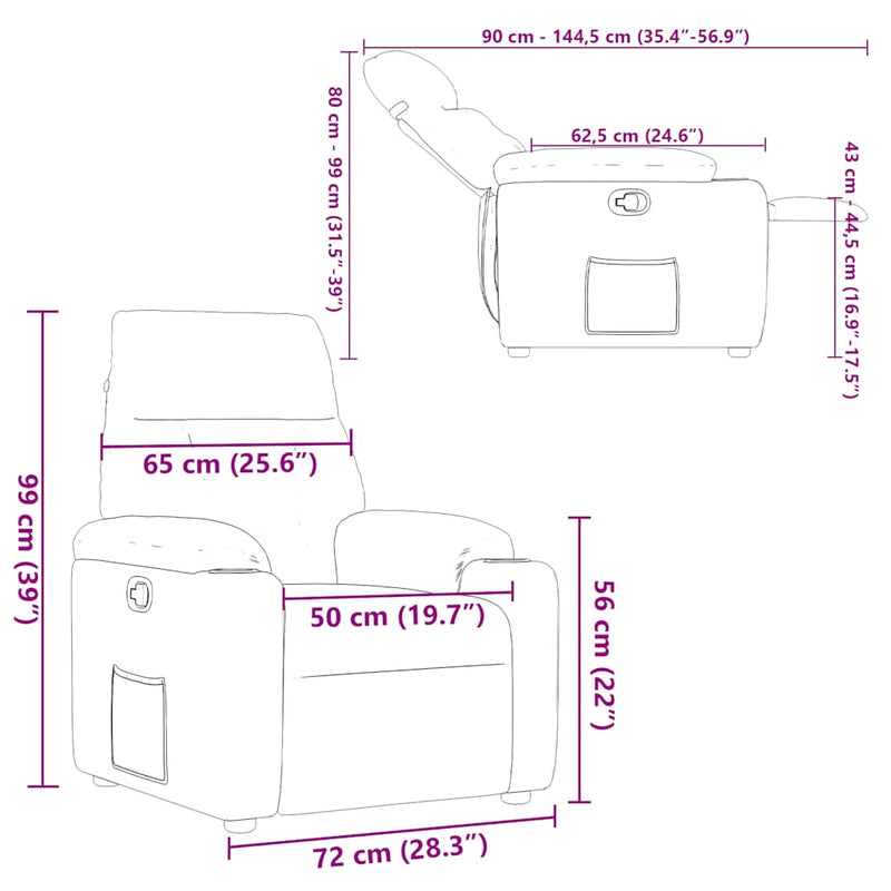 vidaXL bordó dönthető szövet fotel