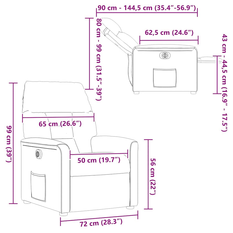 vidaXL sötétbarna szövet dönthető fotel