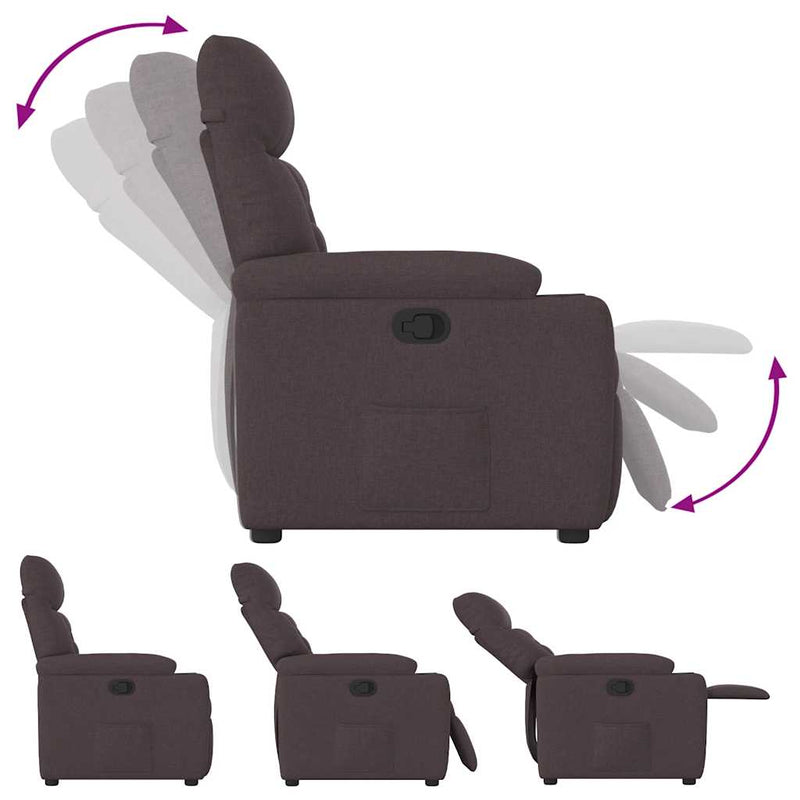 vidaXL sötétbarna szövet dönthető fotel