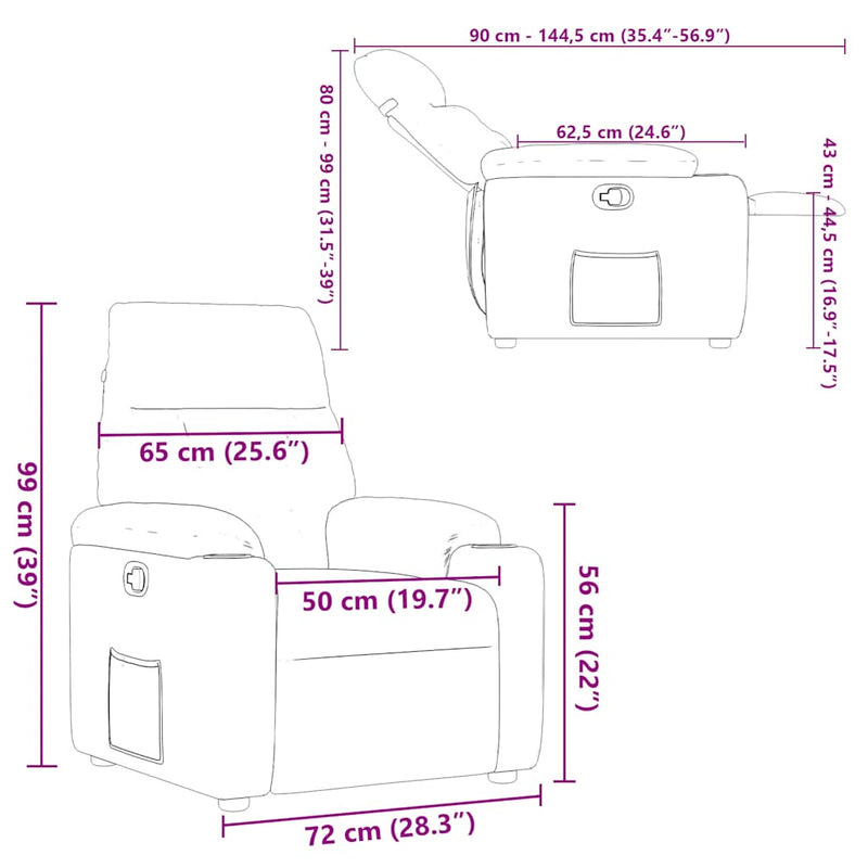 vidaXL felhőszürke szövet dönthető fotel