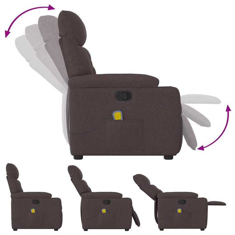 vidaXL sötétbarna szövet dönthető masszázsfotel