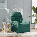 vidaXL sötétzöld szövet dönthető masszázsfotel