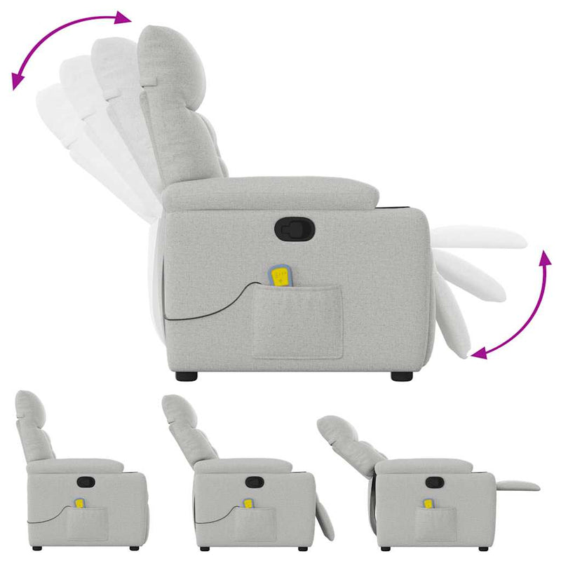 vidaXL felhőszürke szövet dönthető masszázsfotel