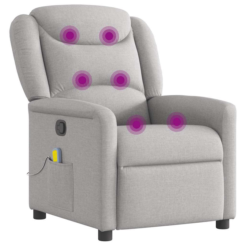 vidaXL felhőszürke szövet dönthető masszázsfotel