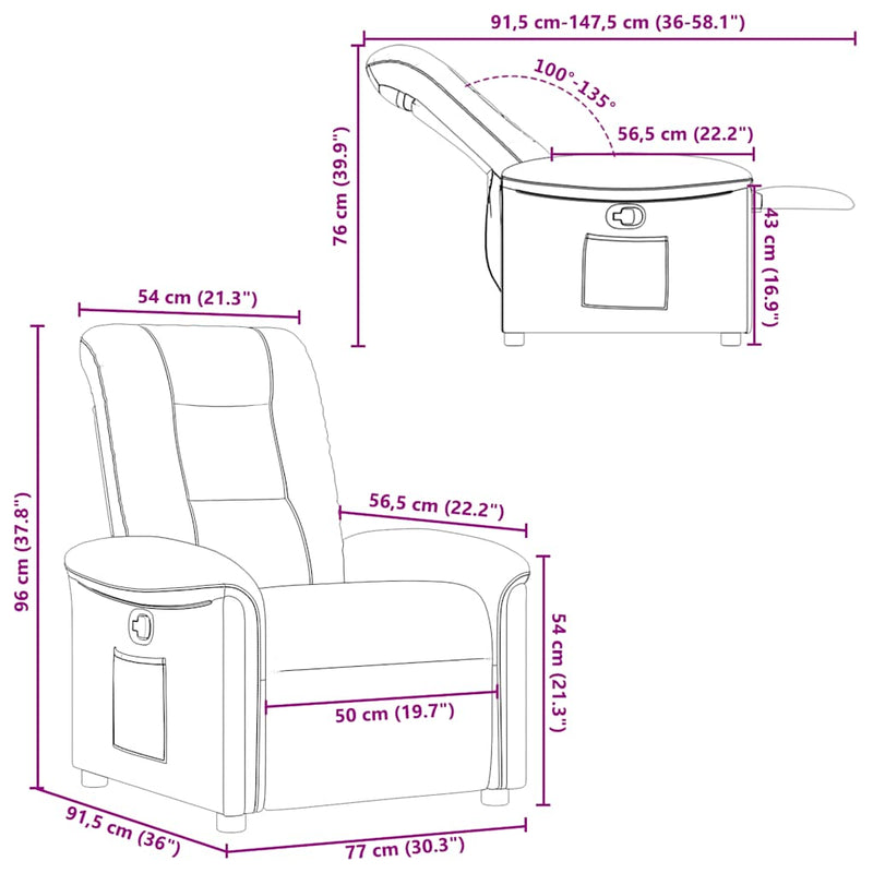 vidaXL sötétbarna szövet dönthető fotel