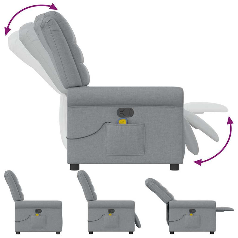 vidaXL világosszürke szövet dönthető masszázsfotel