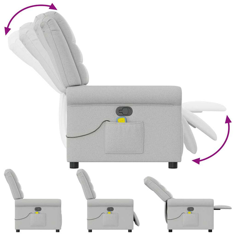 vidaXL felhőszürke szövet dönthető masszázsfotel