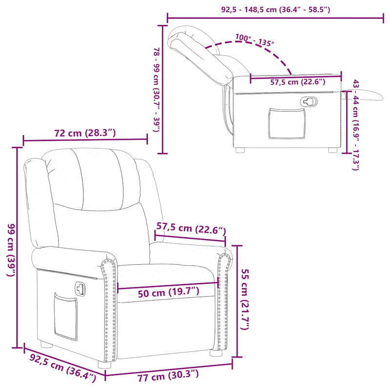 vidaXL fényes barna műbőr dönthető fotel