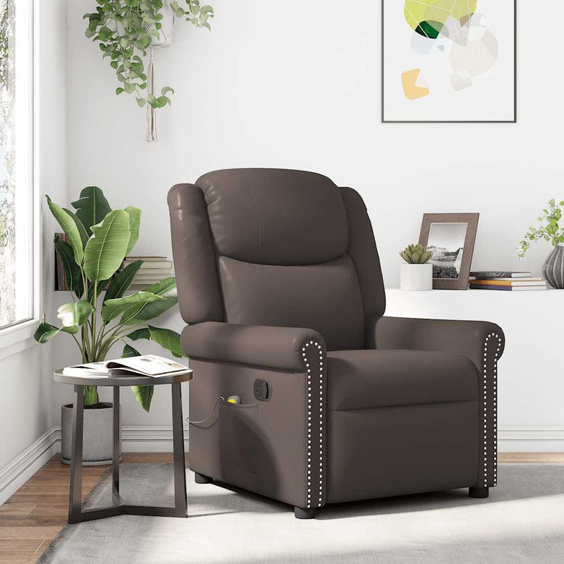 vidaXL fényes barna műbőr masszázsfotel