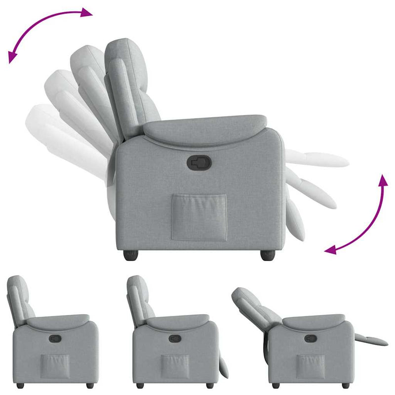 vidaXL világosszürke szövet dönthető fotel