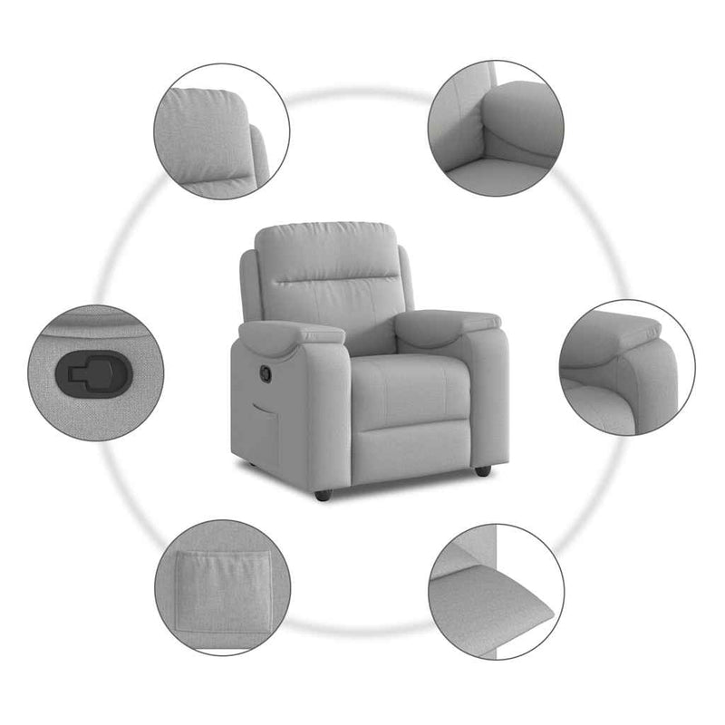 vidaXL felhőszürke szövet dönthető fotel