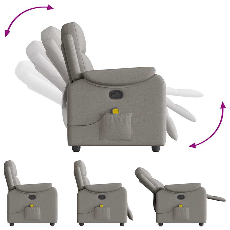 vidaXL tópszínű szövet dönthető masszázsfotel