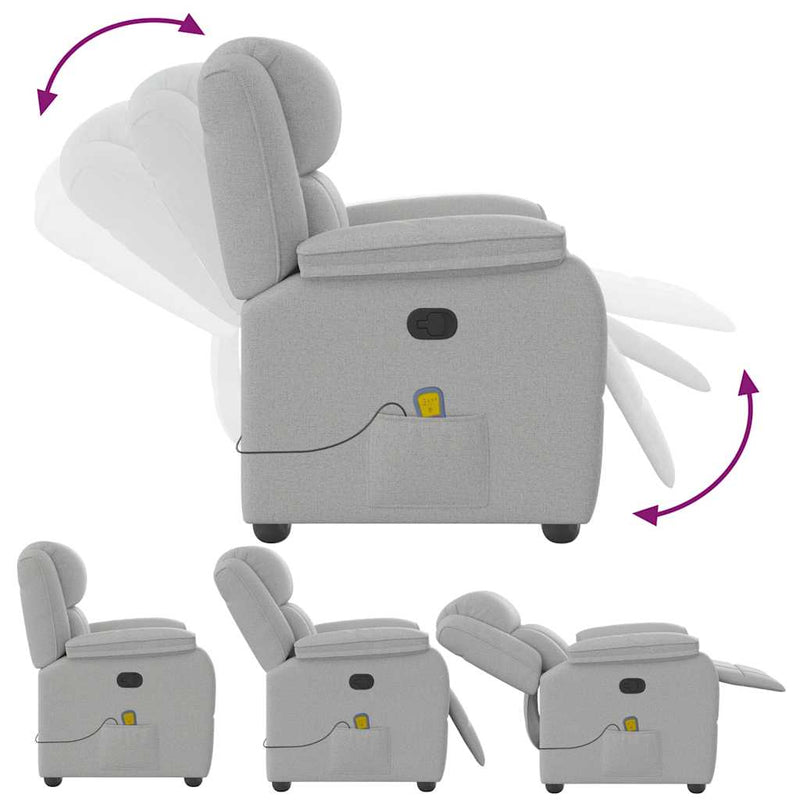 vidaXL felhőszürke szövet dönthető masszázsfotel