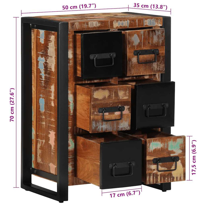 vidaXL tömör újrahasznosított fa tálalószekrény 50x35x70 cm