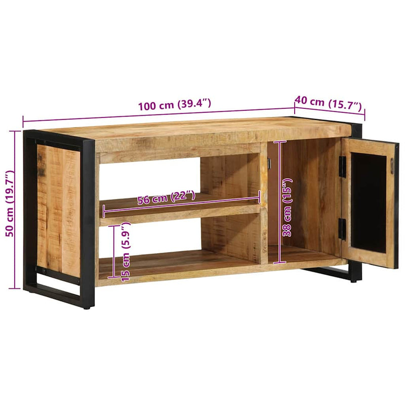 vidaXL Cipőpad Barna 100 x 40 x 50 cm Tömör mangófa