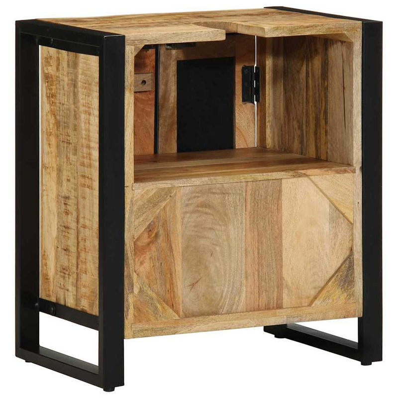 vidaXL Fürdőszekrény tárolóval Barna 55 x 35 x 60 cm Tömör mangófa