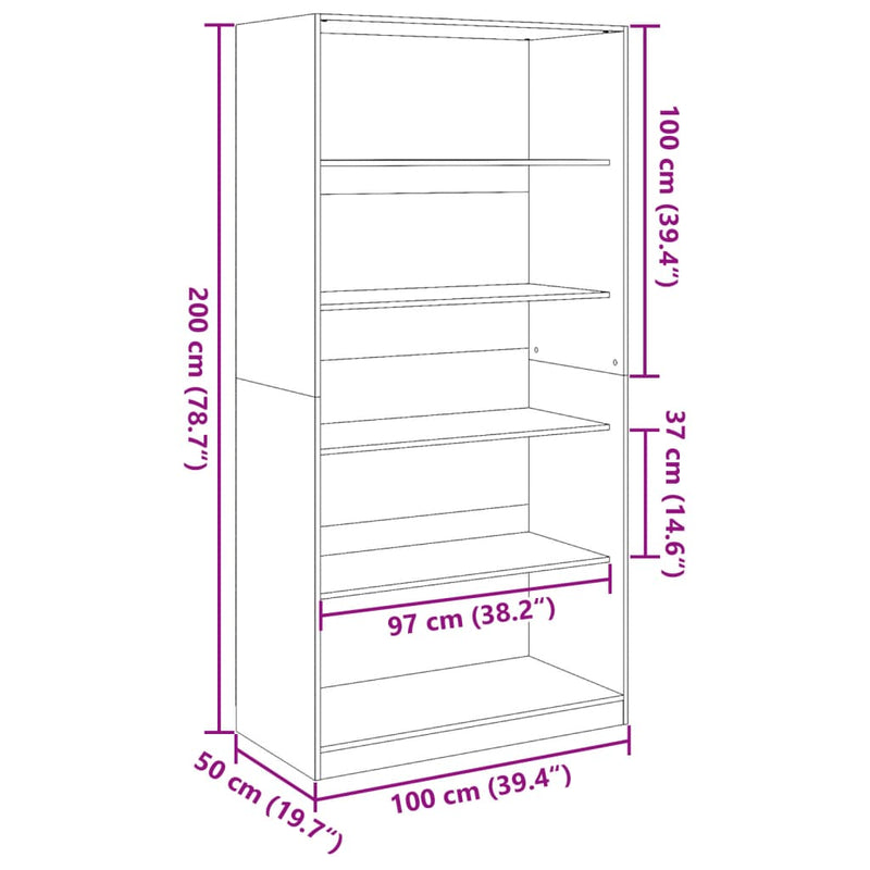 vidaXL barna tölgy színű szerelt fa ruhásszekrény 100 x 50 x 200 cm