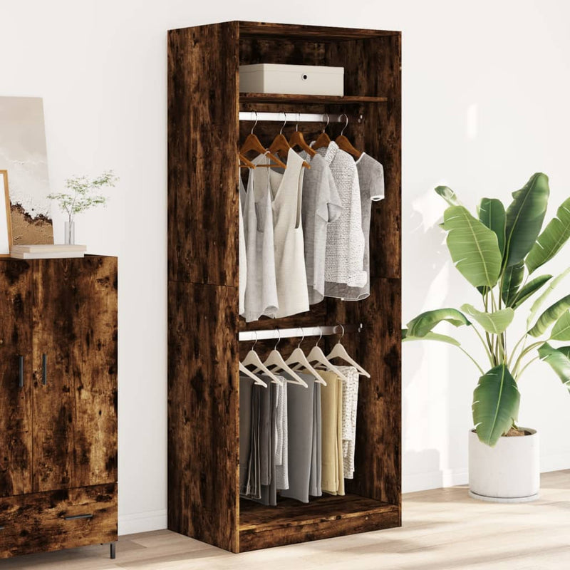 vidaXL füstös tölgy színű szerelt fa ruhásszekrény 80 x 50 x 200 cm