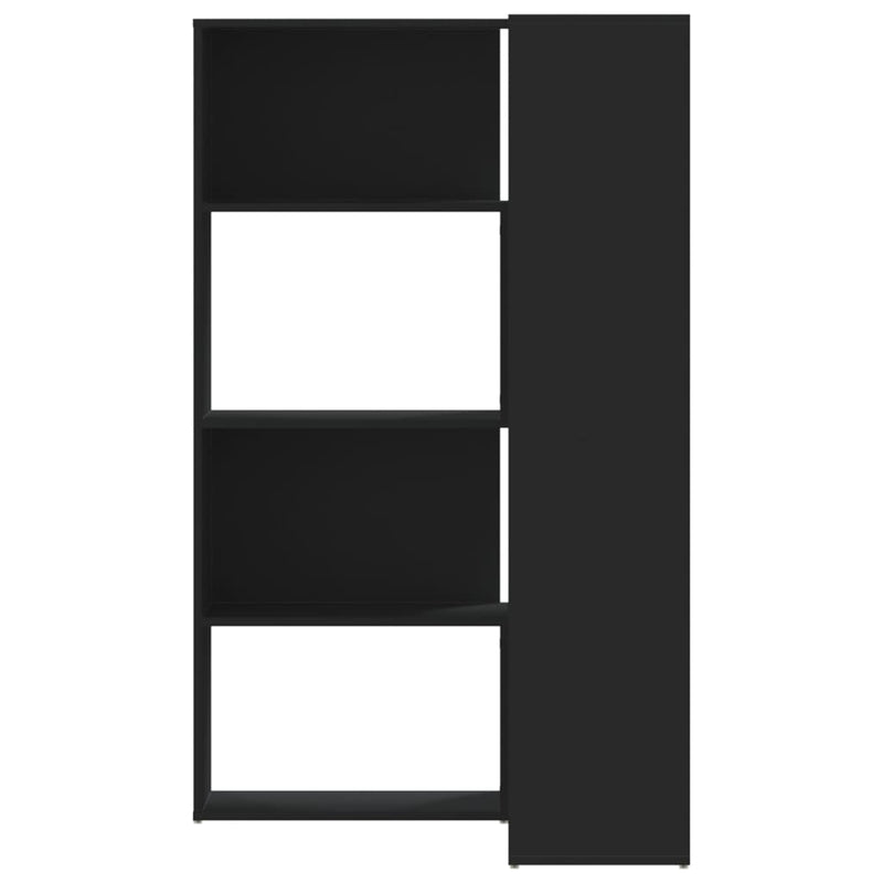 vidaXL 4 szintes fekete szerelt fa sarokkönyvespolc 85 x 85 x 140 cm