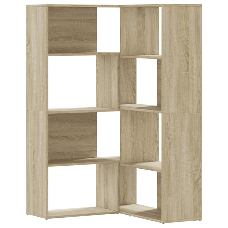 vidaXL 4 szintes sonoma tölgy szerelt fa sarok könyvespolc 85x85x140cm
