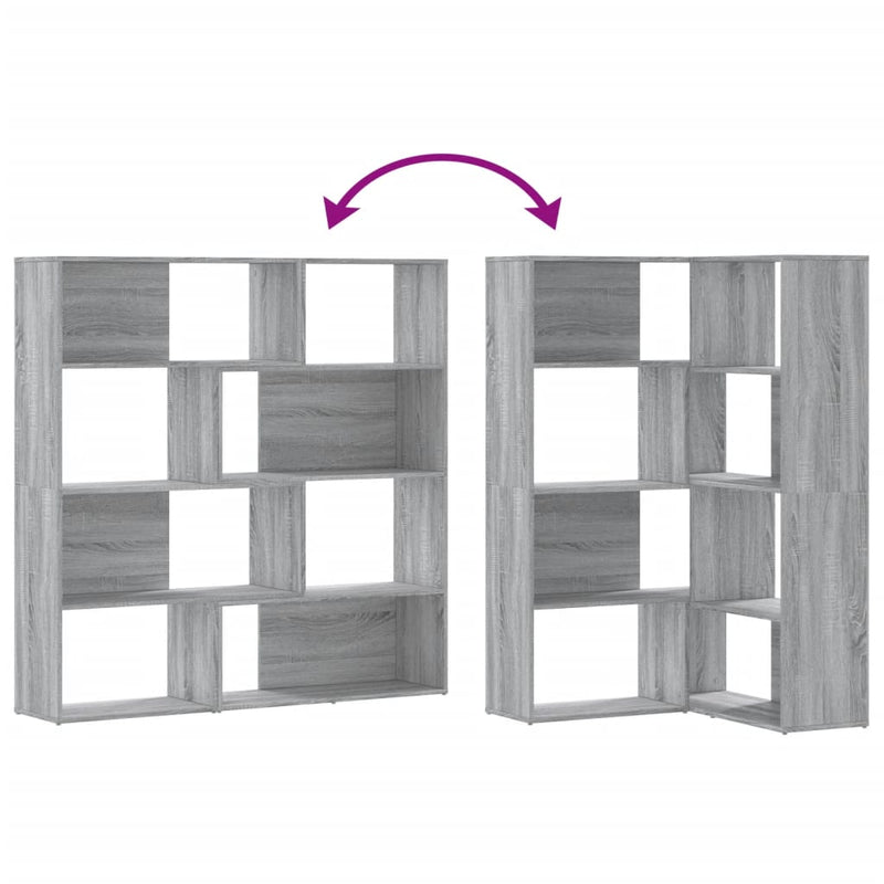 vidaXL 4 szintes szürke szerelt fa sarokkönyvespolc 85x85x140 cm