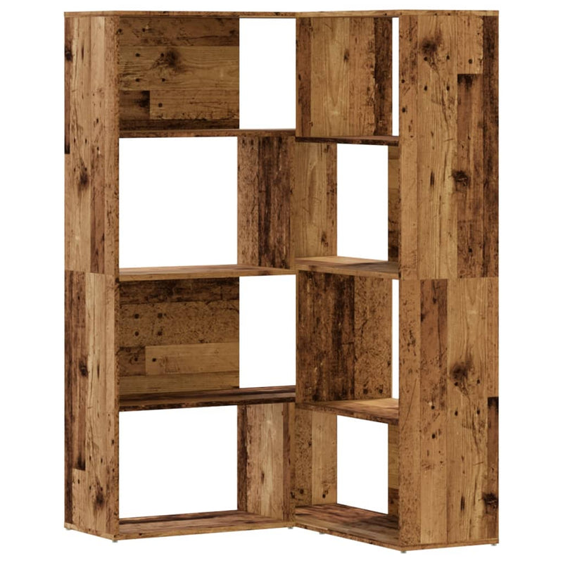 vidaXL 4 szintes antik fa szerelt fa sarokkönyvespolc 85 x 85 x 140 cm