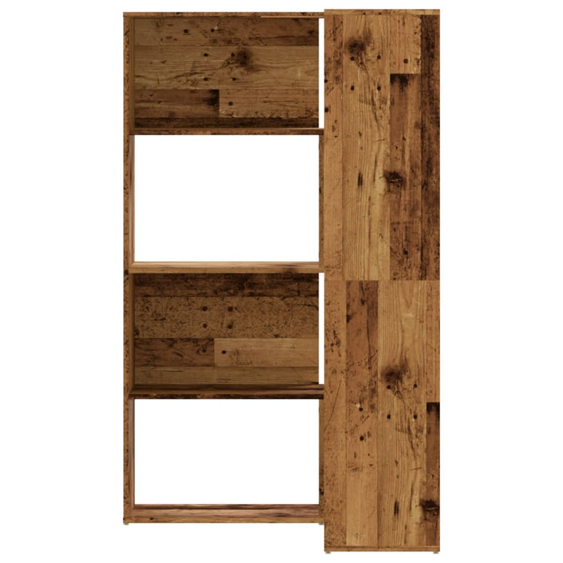 vidaXL 4 szintes antik fa szerelt fa sarokkönyvespolc 85 x 85 x 140 cm