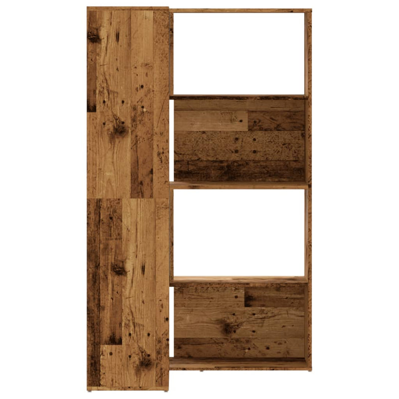 vidaXL 4 szintes antik fa szerelt fa sarokkönyvespolc 85 x 85 x 140 cm