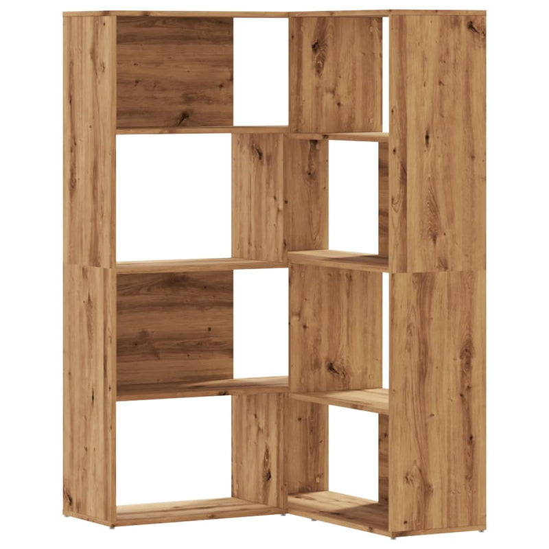 vidaXL 4 szintes tölgy színű szerelt fa sarokkönyvespolc 85x85x140 cm