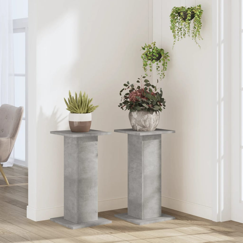 vidaXL 2 db betonszürke szerelt fa növénytartó állvány 30 x 30 x 60 cm