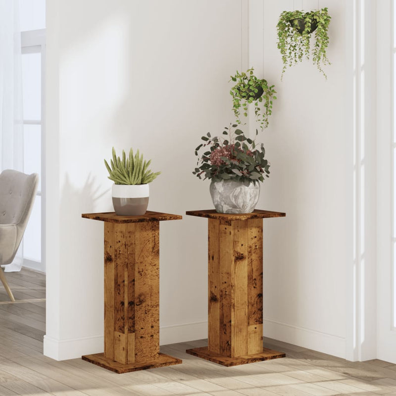 vidaXL 2 db antik fa színű szerelt fa növénytartó állvány 30x30x60 cm