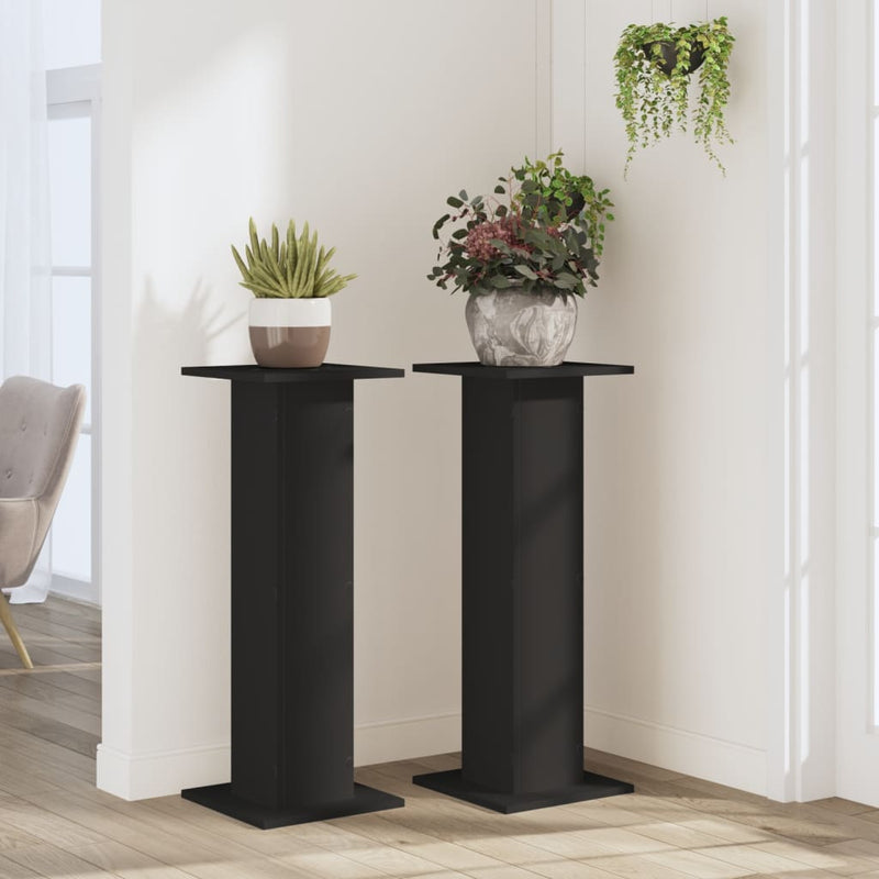 vidaXL 2 db fekete szerelt fa növénytartó állvány 30 x 30 x 80 cm